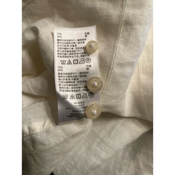 Tommy bahama White Linen Blend Button Down Shirt Long Sleeve EUC mens XL - Picture 10 of 11
